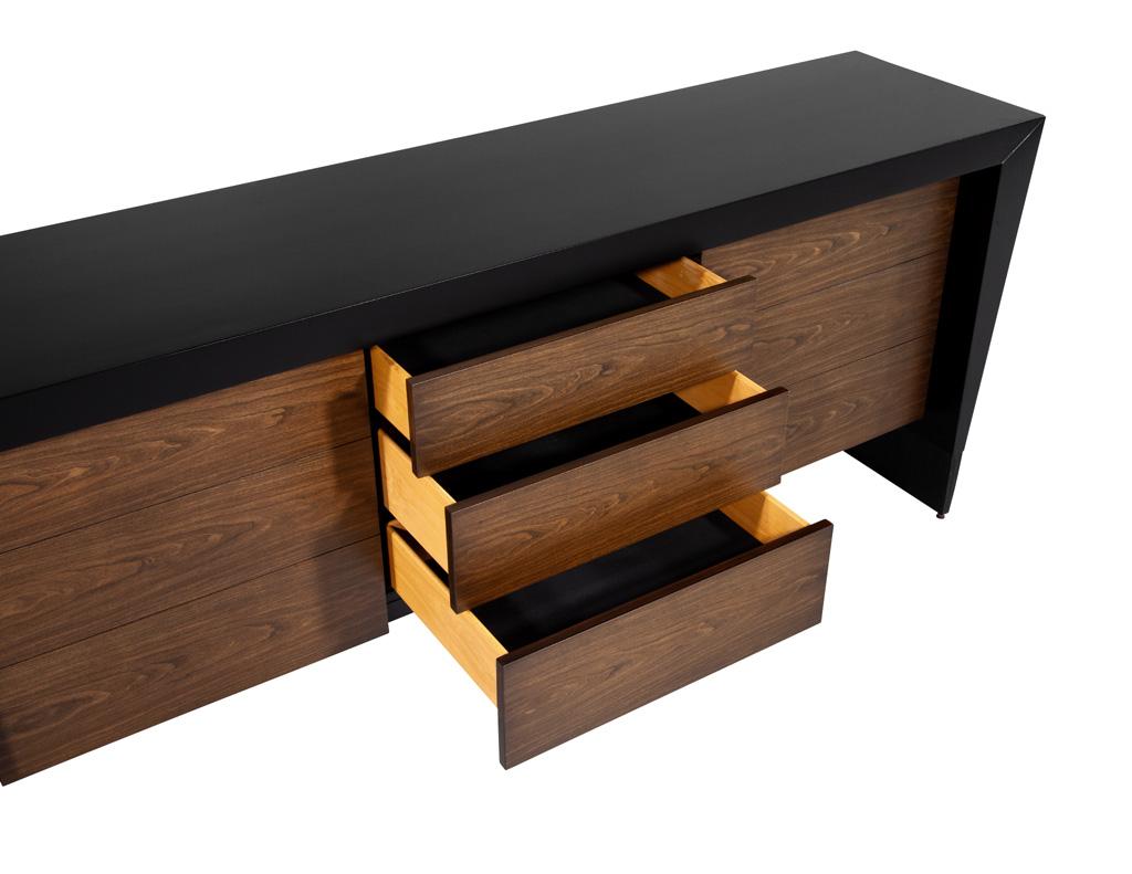 Modern Walnut Sideboard Credenza by Baker Furniture In Excellent Condition For Sale In North York, ON
