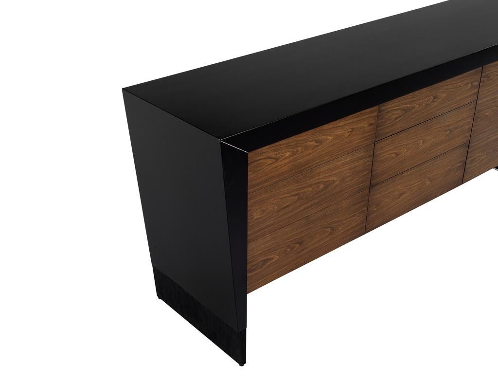 Contemporary Modern Walnut Sideboard Credenza by Baker Furniture For Sale