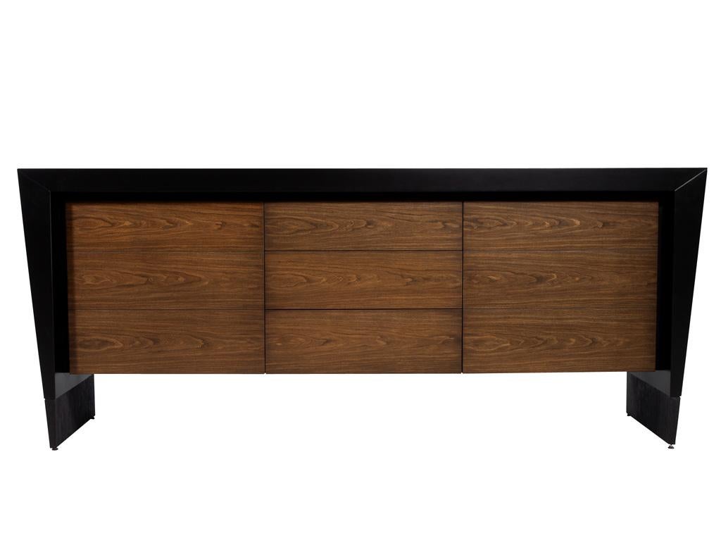 Modern Walnut Sideboard Credenza by Baker Furniture For Sale 1
