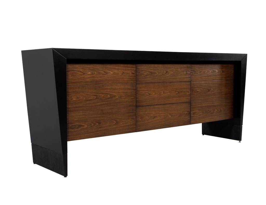 Modern Walnut Sideboard Credenza by Baker Furniture For Sale 4