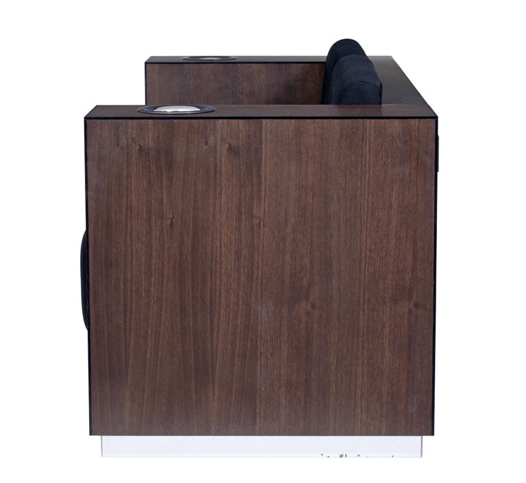 Modern Walnut Sofa Fitted with Kaelo Wine Coolers For Sale at 1stDibs