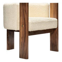 Silla de Comedor Moderna Malta 3 Patas Nogal, Latón Macizo y Crema Boucle