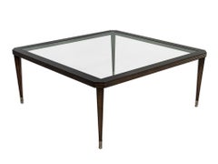 Modern Walnut Square Glass Top Cocktail Table