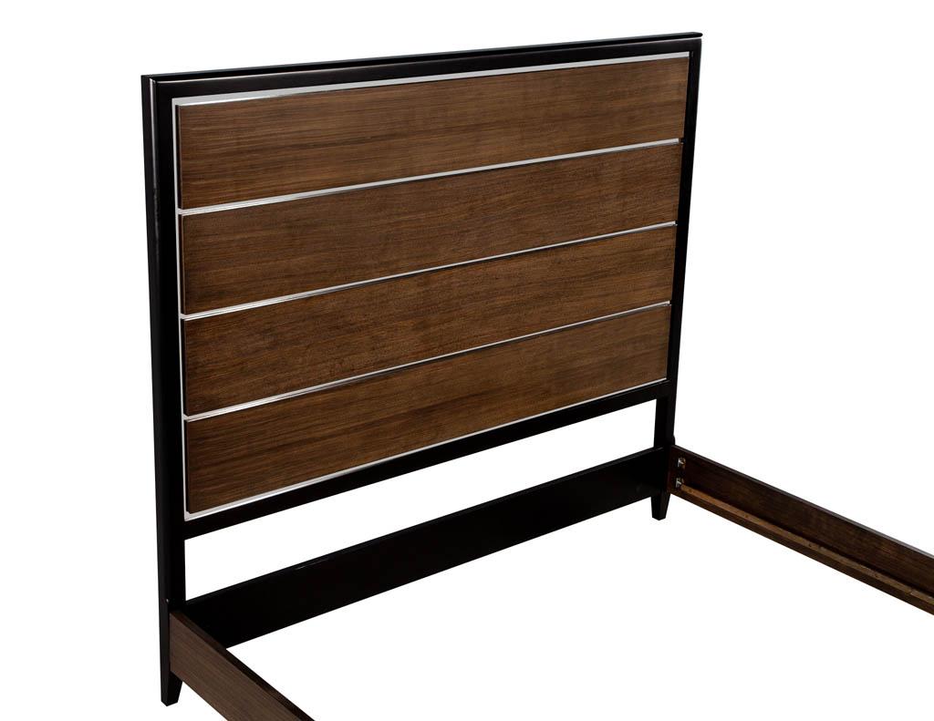 Modern Walnut & Stainless-Steel King-Size Bed For Sale 4