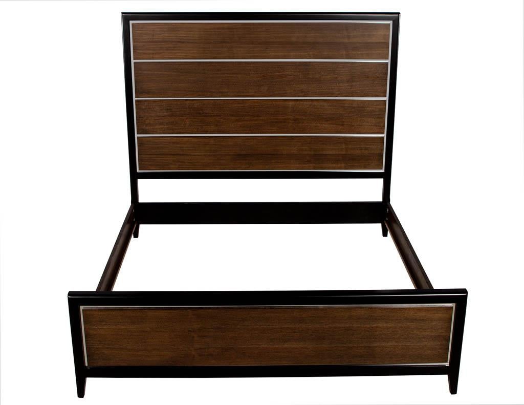 Modern Walnut & Stainless-Steel King-Size Bed For Sale 6