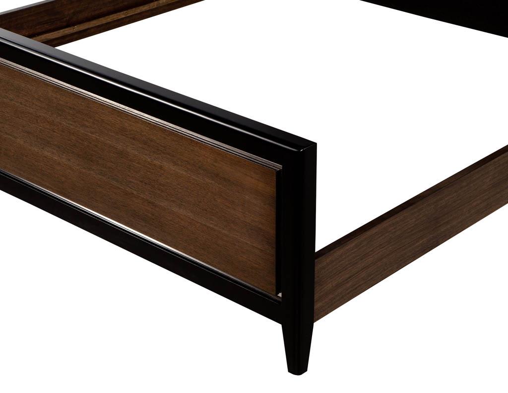 Contemporary Modern Walnut & Stainless Steel King Size Bed