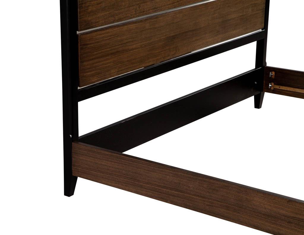 Modern Walnut & Stainless-Steel King-Size Bed For Sale 2