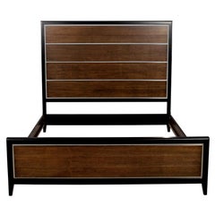 Modern Walnut & Stainless Steel King Size Bed