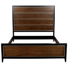 Modern Walnut & Stainless-Steel King-Size Bed
