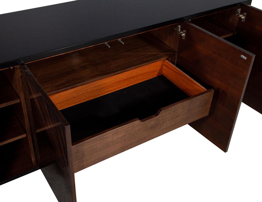 Contemporary Modern Walnut Sunburst Sideboard Buffet Credenza