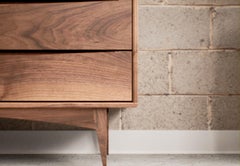 Modern Walnut Tall Dresser – Handmade Highboy with Architectural Legs