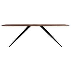 Modern Walnut Top Black Steel Leg Table