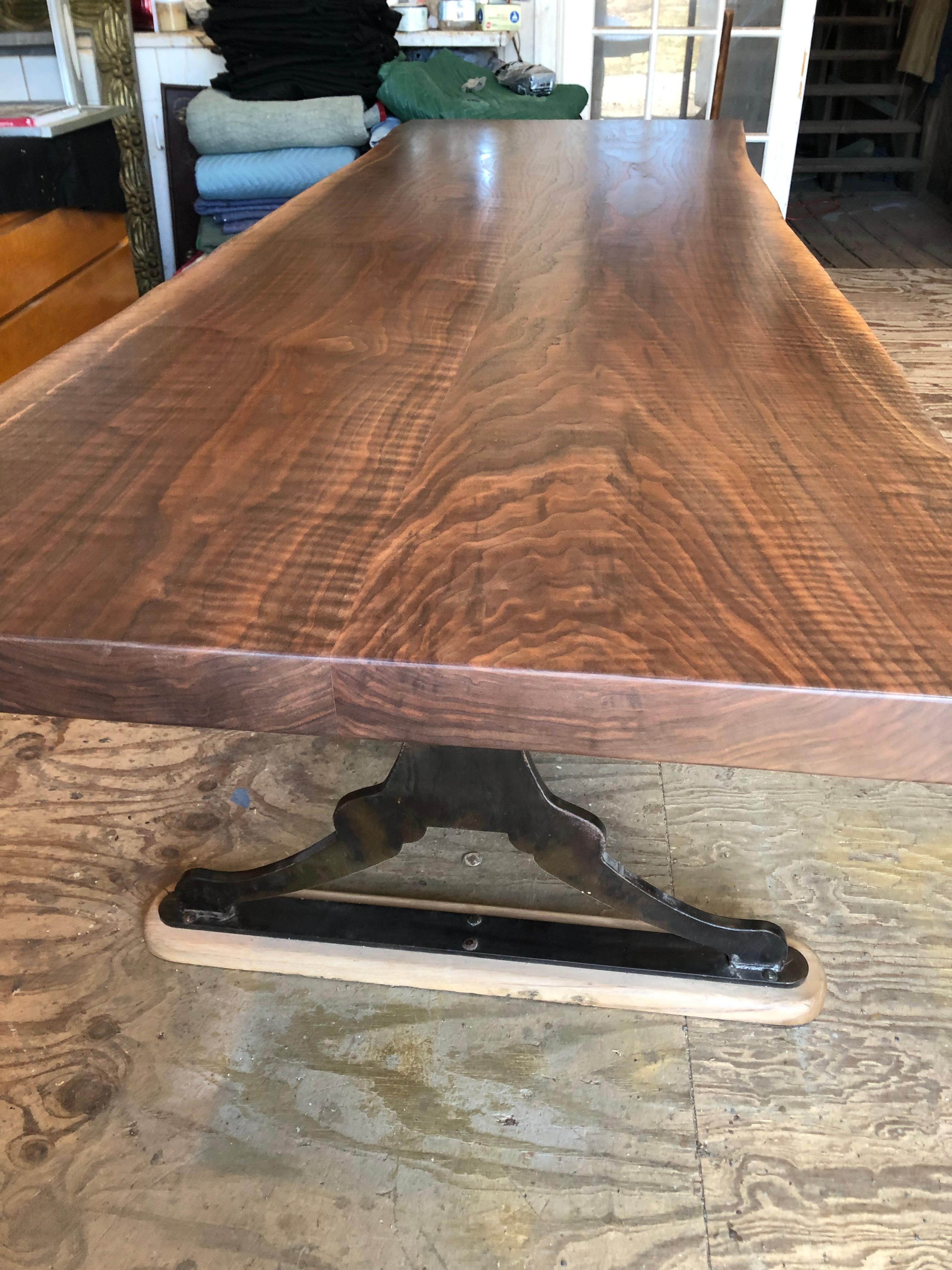 Hand-Crafted Modern Walnut Trestle Table