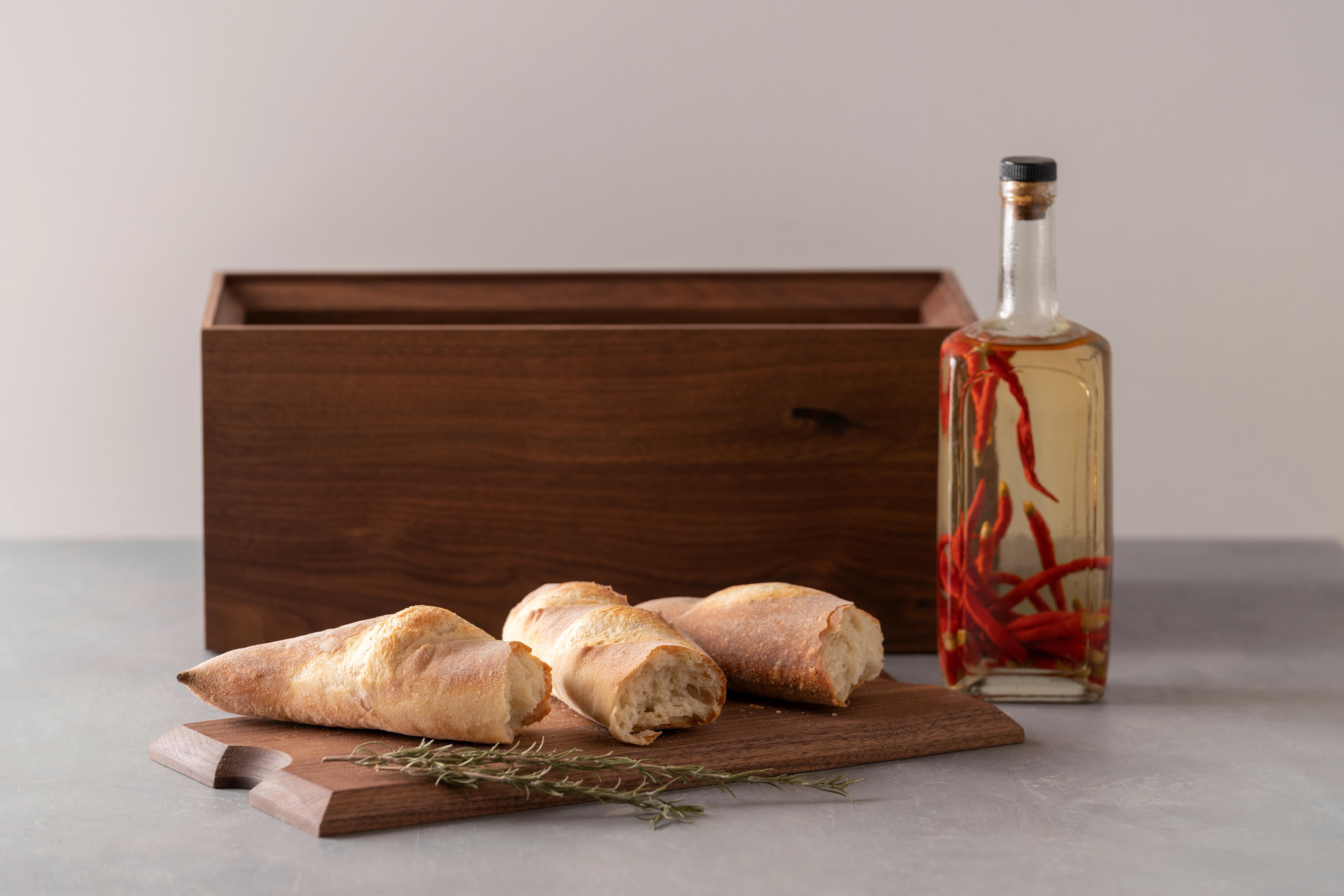 Contemporary Modern Walnut Wood Bread Box by Alabama Sawyer