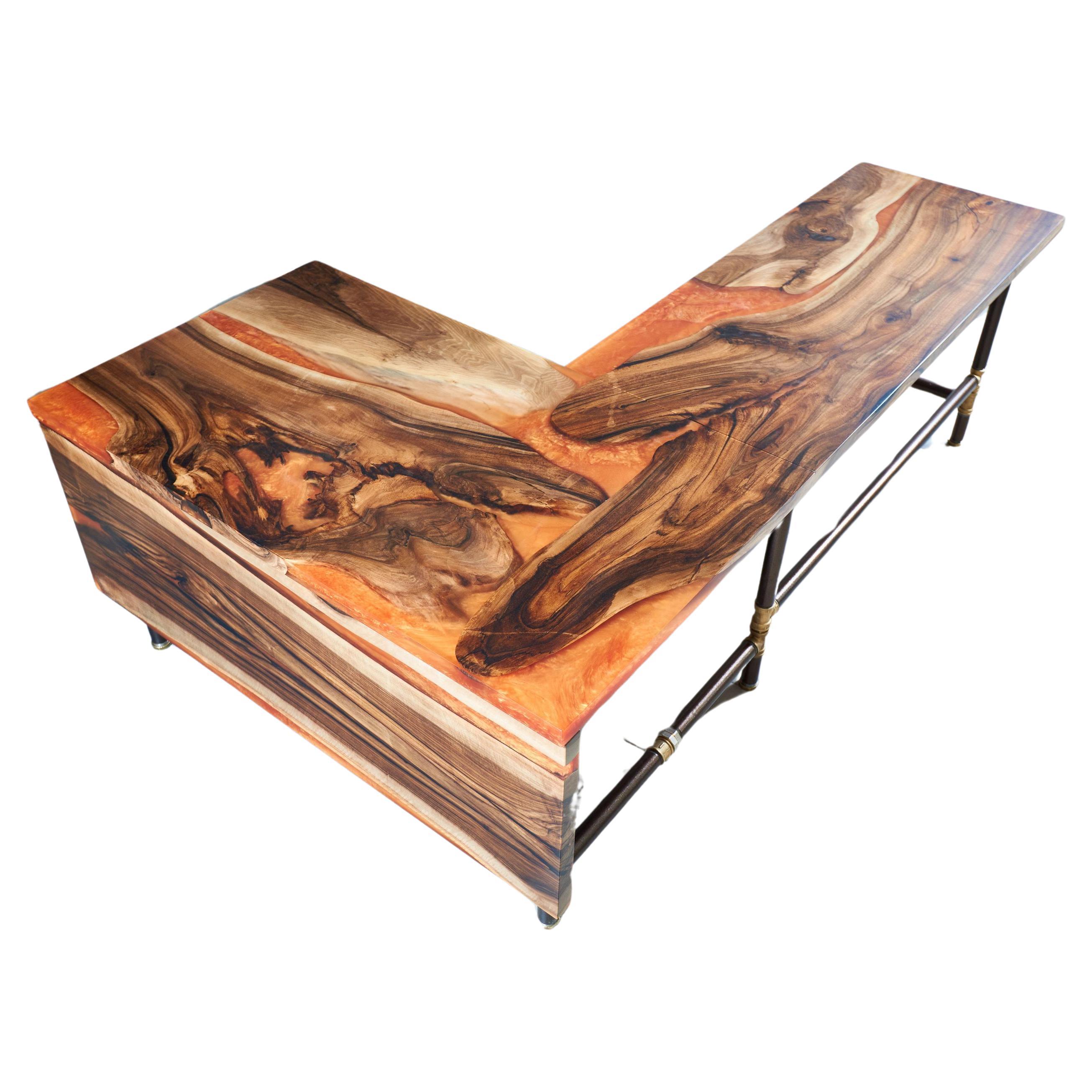 Modern Walnut Wood Desk Handmade Executive Desk Luxury French Writing Desks