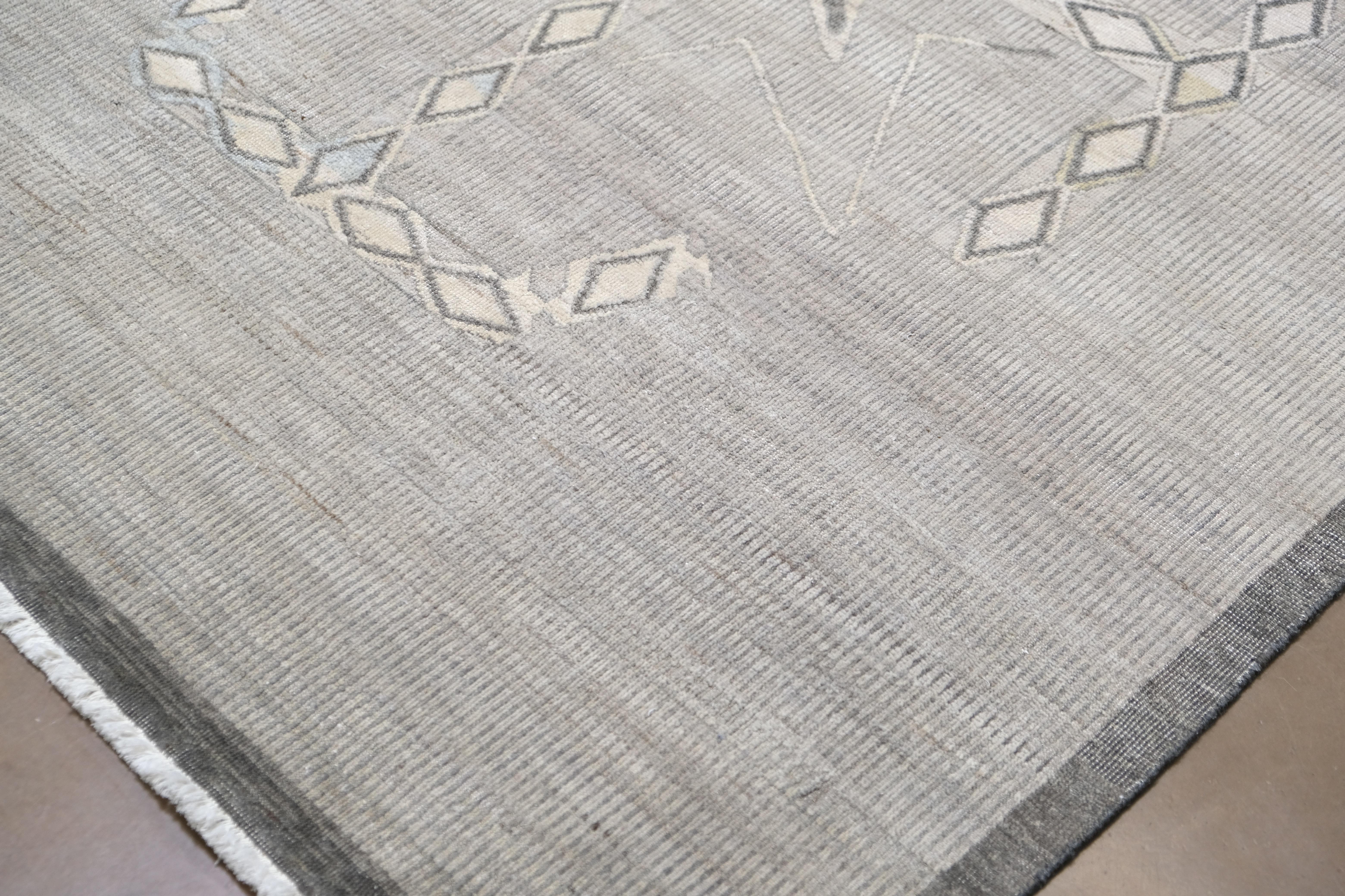 Modern Warm Neutral  Handgeknüpfter Wollteppich 11'10''x15'2'' (Asiatisch) im Angebot