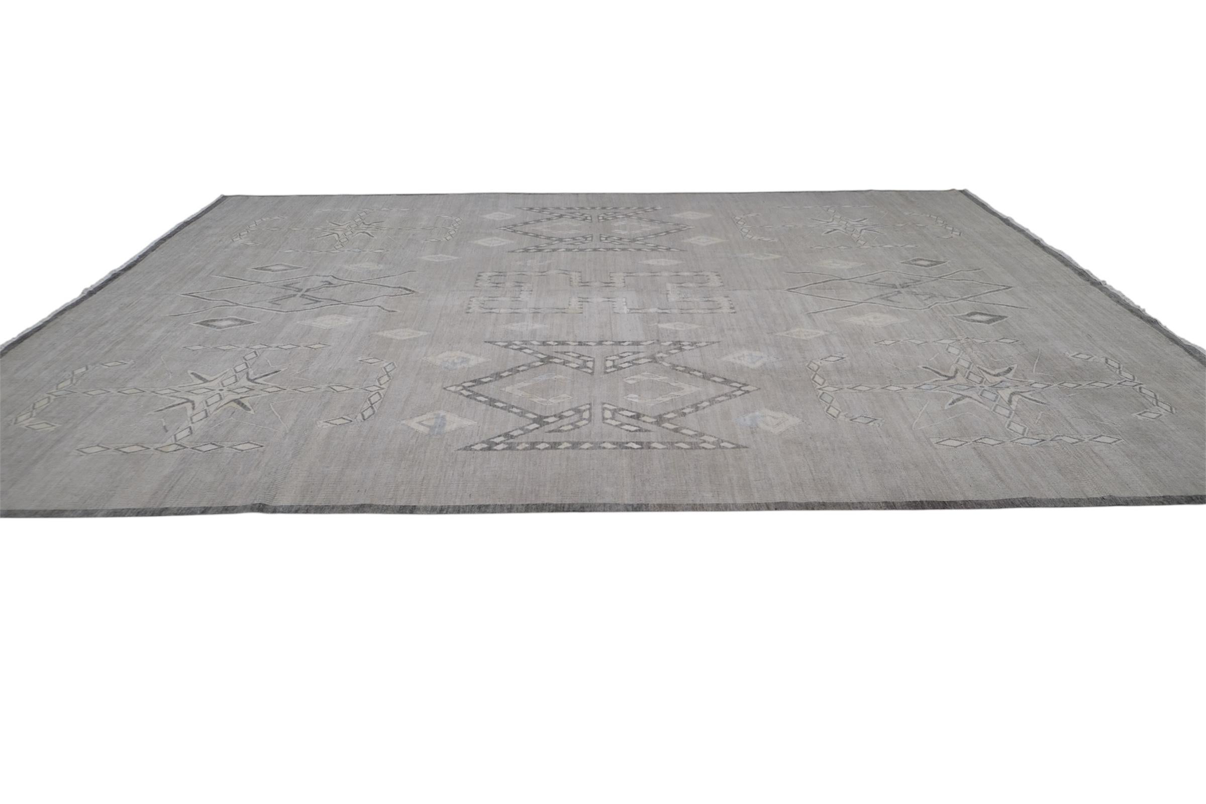 Modern Warm Neutral  Handgeknüpfter Wollteppich 11'10''x15'2'' (21. Jahrhundert und zeitgenössisch) im Angebot
