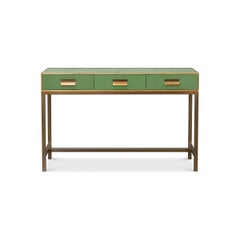 Modern Watercress Green Leather Wrapped Console
