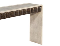 Modern Waterfall Console Table Wrapped in Faux Leather