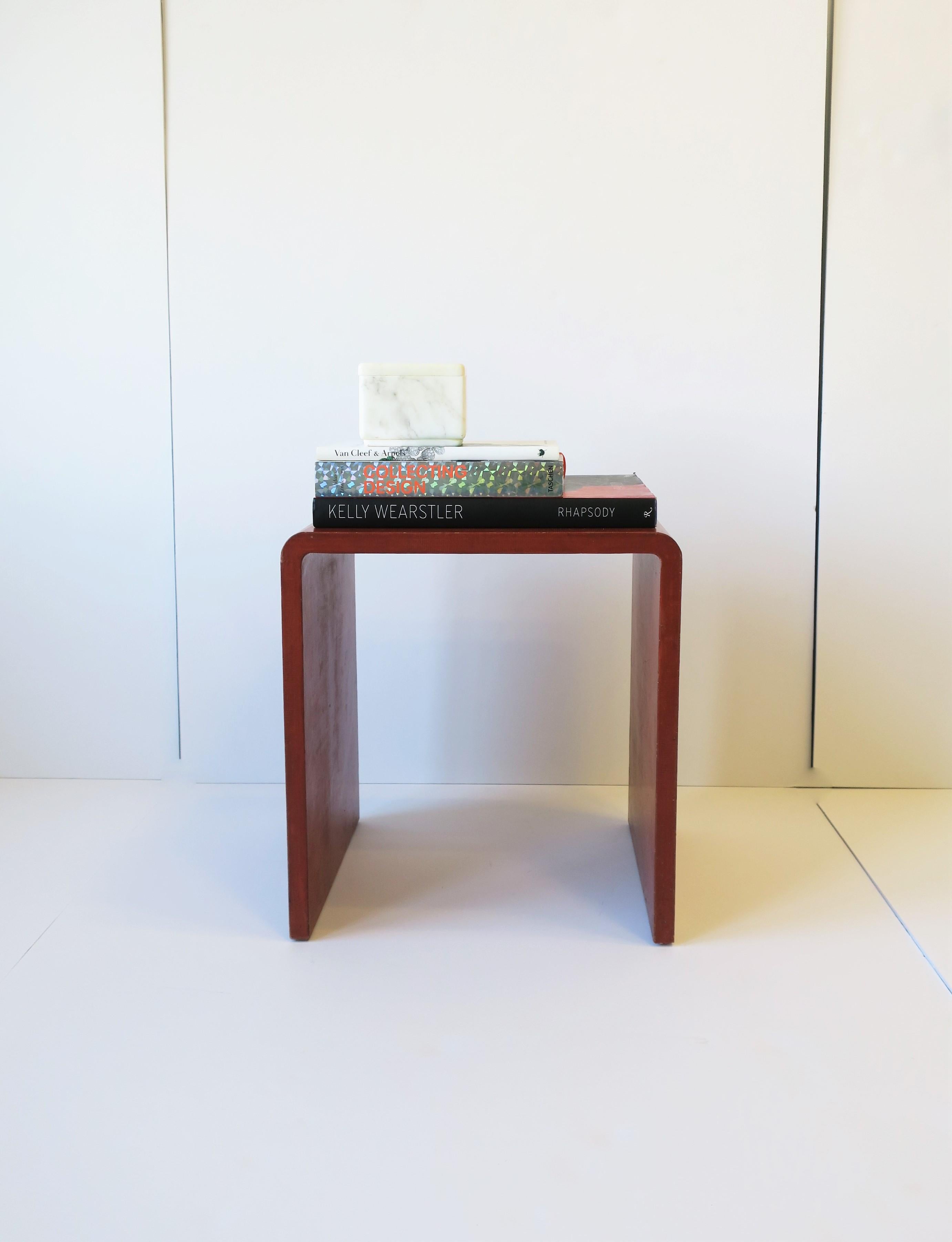 Wood Modern Waterfall Side End Table in the style of Karl Springer, circa 1970s