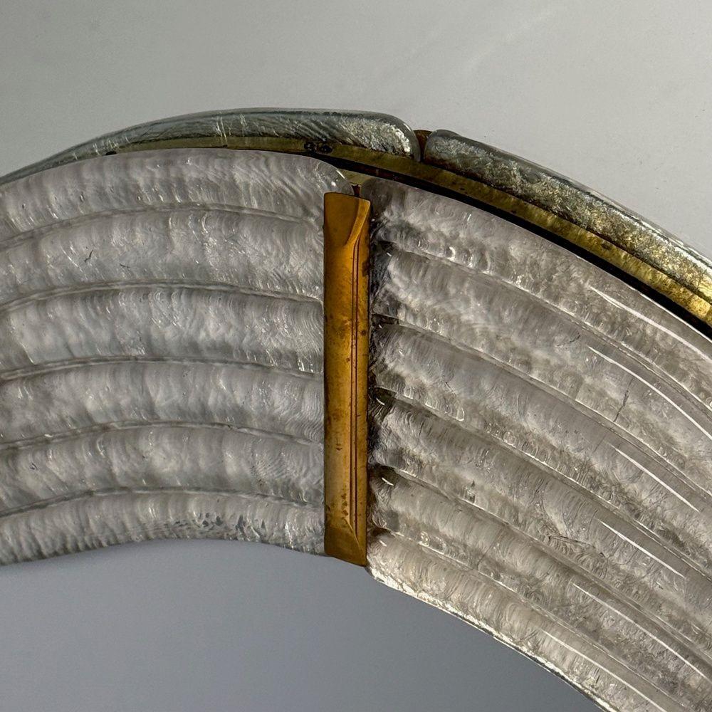 Moderner gewellter Wandspiegel, Murano Glas, Blattsilber, Messing, Italien, 21. im Angebot 3