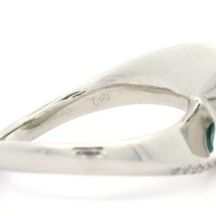 Modern Well Made Platinum 3.29ctw Oval Blue Zircon & Diamond By Pass Style Ring