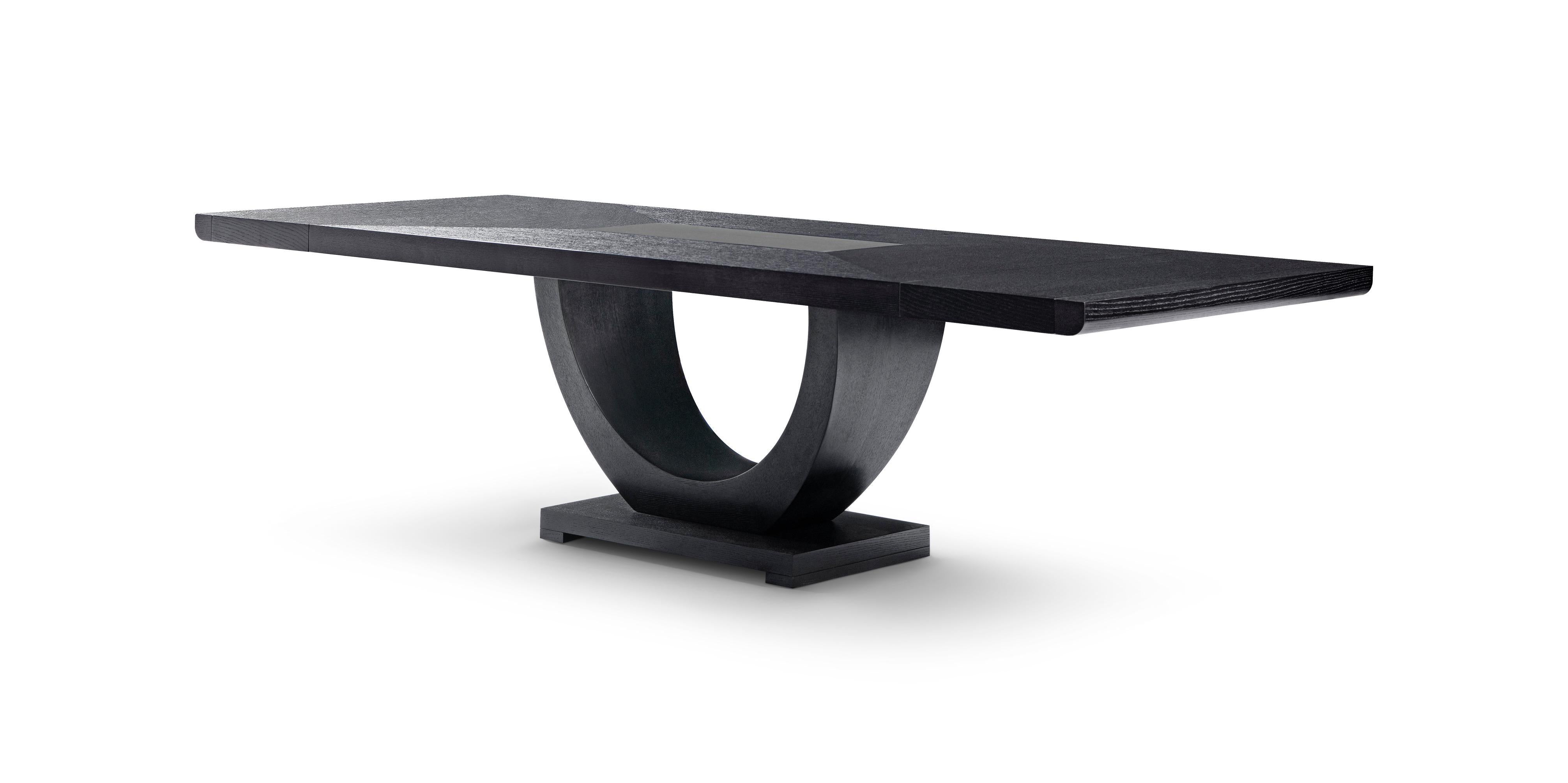 Modern Wenge Oak Extension Dining Table Designed by Greg Sheres. Clean, sophisticated, and timeless. This is Greg's best selling dining table ever. The lovely 