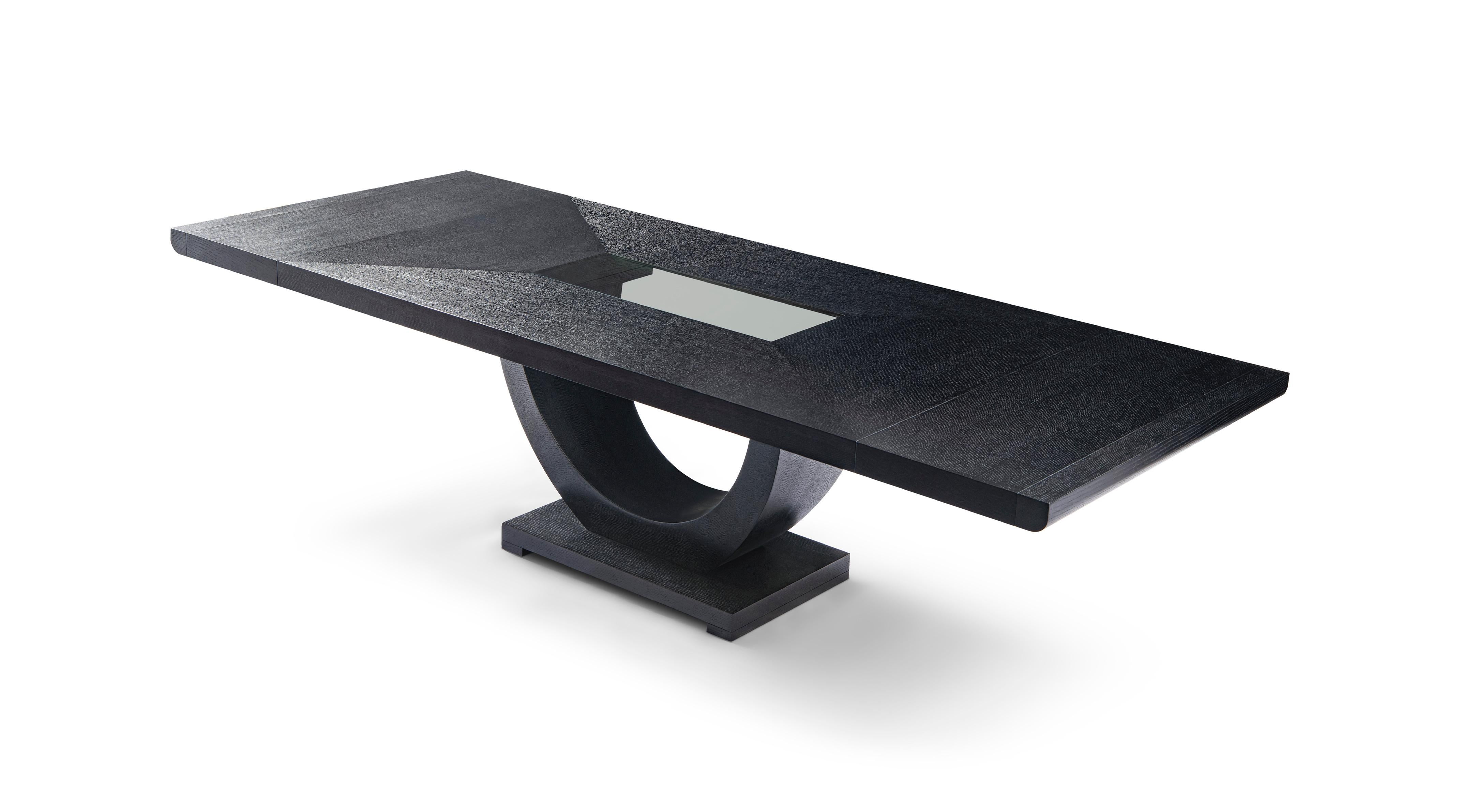 Chinese Modern Wenge Oak Extension Dining Table Designed by Greg Sheres, In Stock For Sale