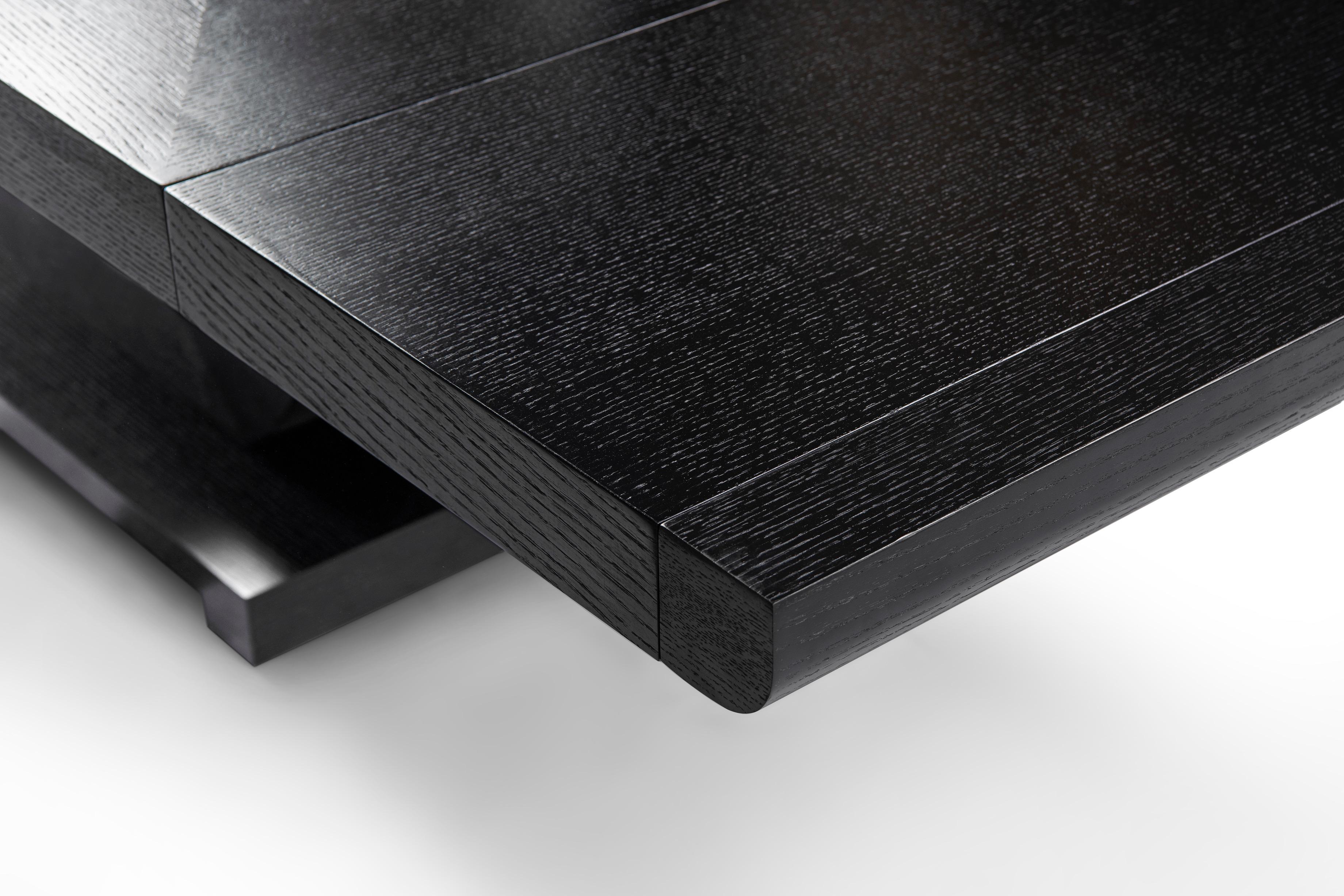 Veneer Modern Wenge Oak Extension Dining Table Designed by Greg Sheres, In Stock For Sale