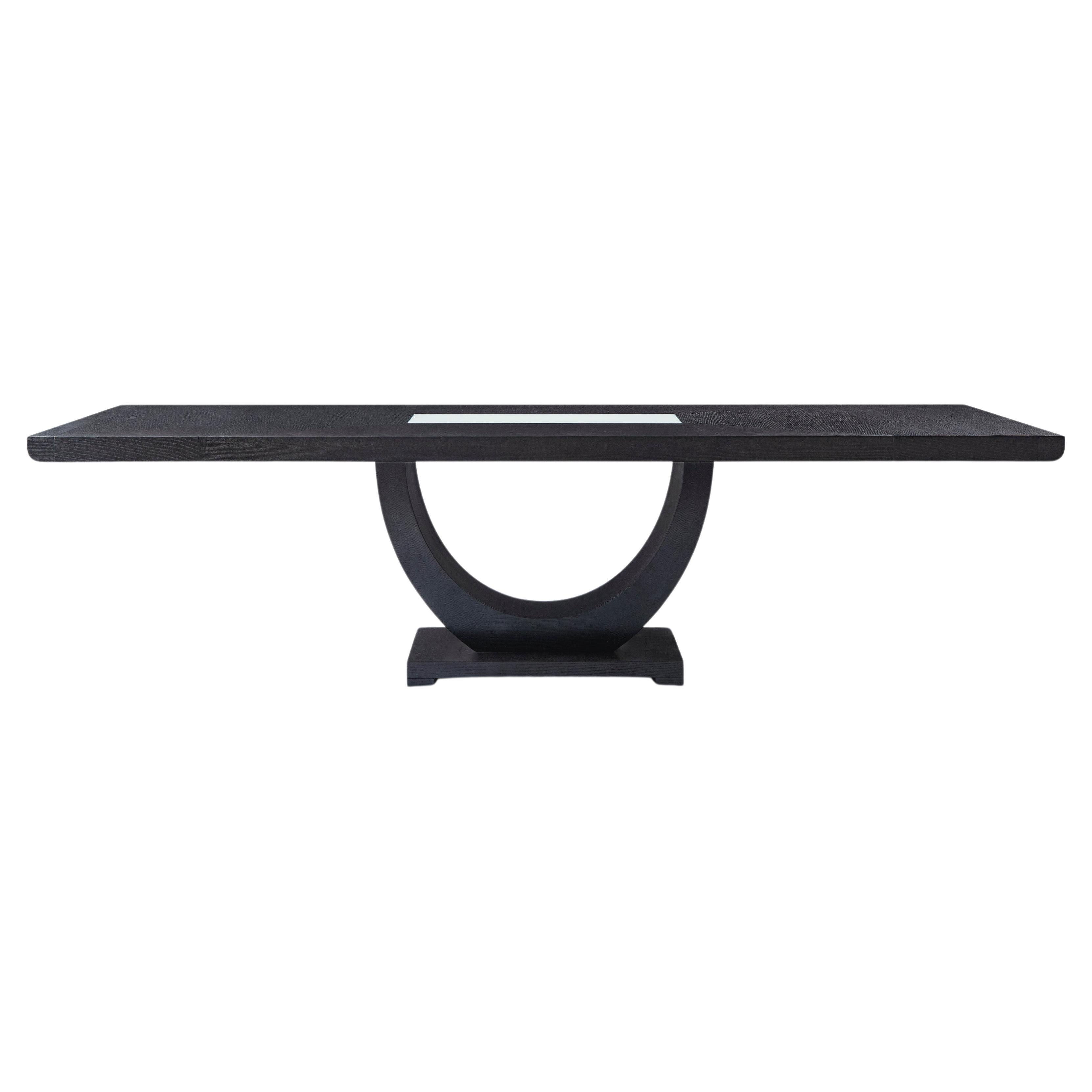 Table de salle à manger à rallonge en chêne wengé moderne conçue par Greg Sheres, en stock