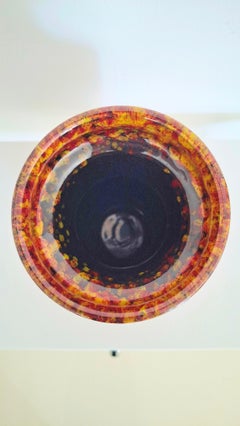 Modern West German Fat Lava Pottery Vase – Volcanic Orange & Red