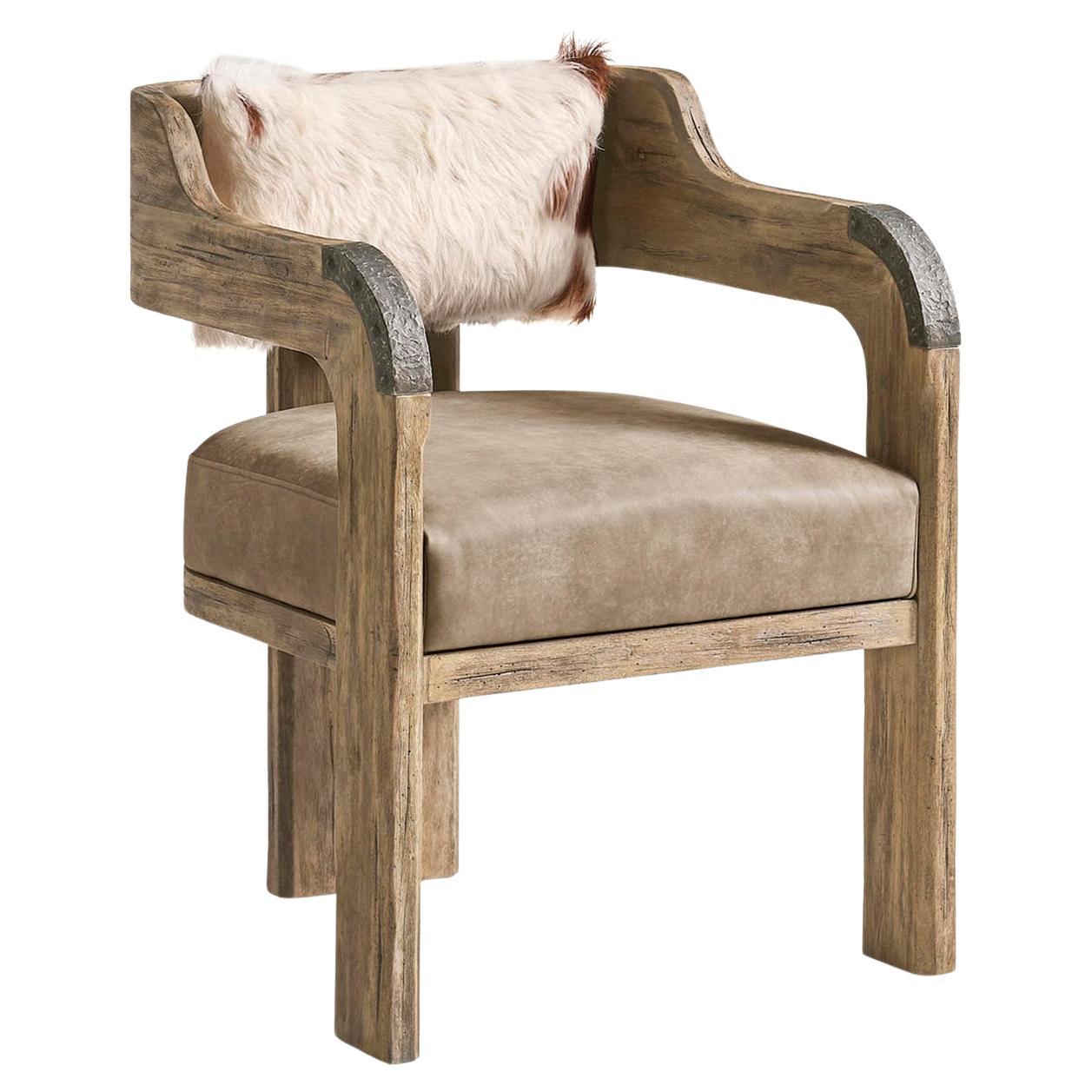 Modern Western Leather & Hide Accent Armchair