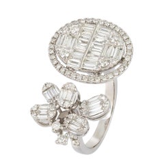 Modern White 18K Gold White Diamond Ring For Her