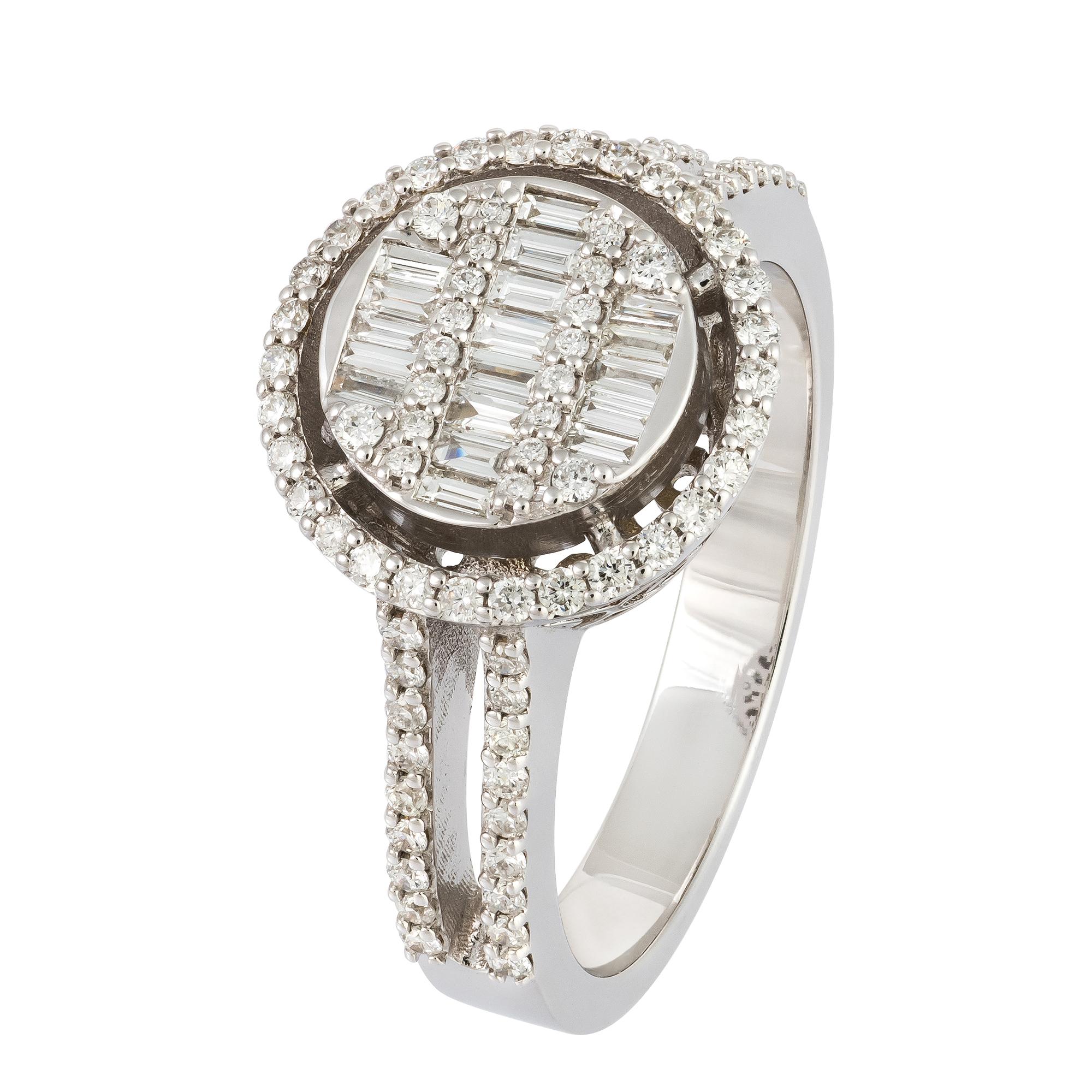 For Sale:  Modern White 18K Gold White Diamond Ring for Her 3