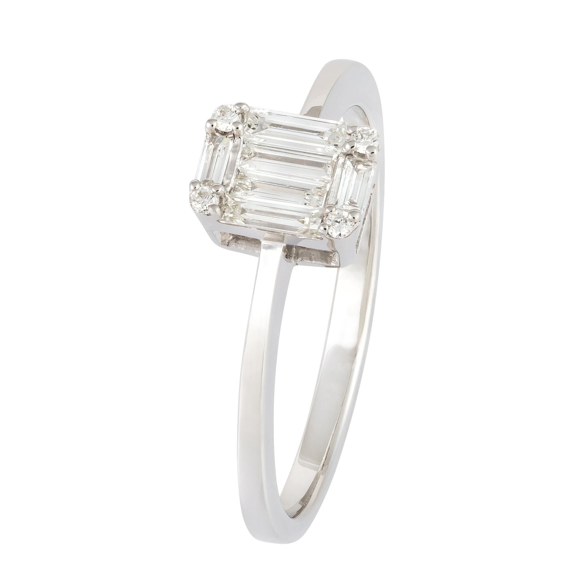 For Sale:  Modern White 18K Gold White Diamond Ring for Her 4