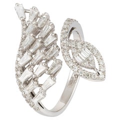 Modern White 18K Gold White Diamond Ring For Her