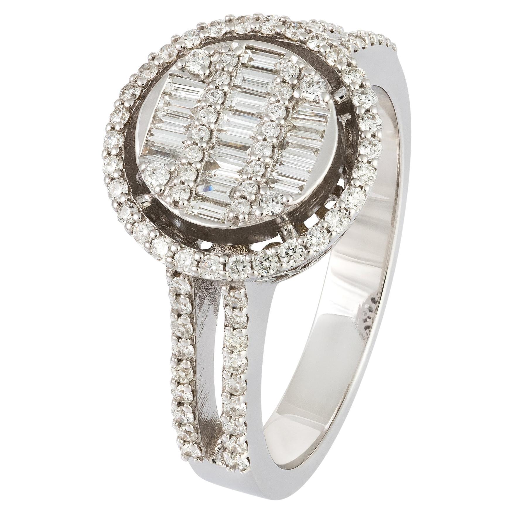 Modern White 18K Gold White Diamond Ring for Her