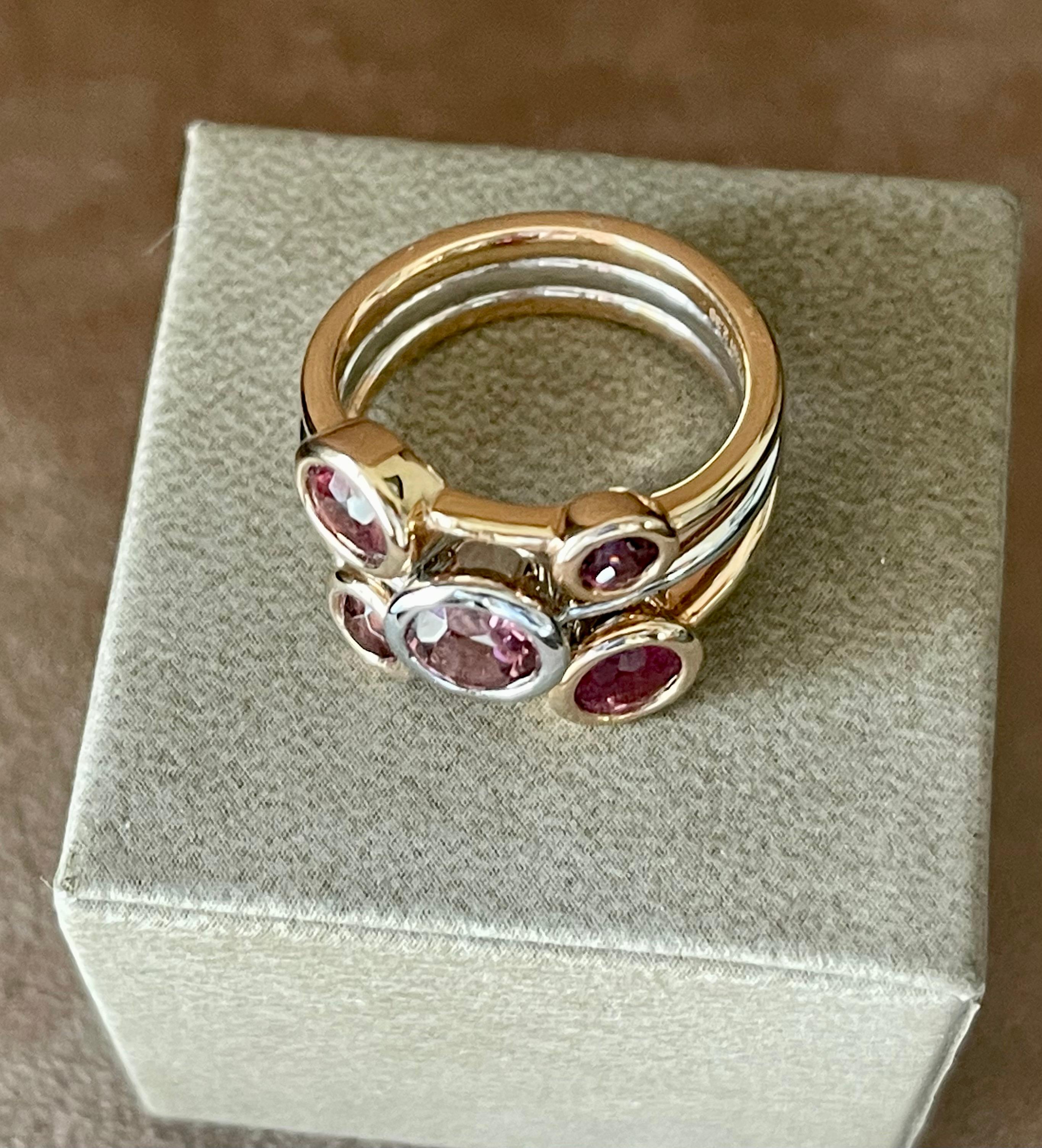 Brilliant Cut Modern White and Pink Gold Ring Pink Tourmaline