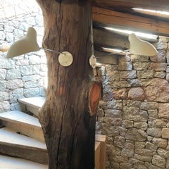 Appliques murales modernes à bras blancs David Weeks Studio, style français de Serge Mouille