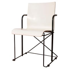 Modern White Bentwood and Black Metal Base Chair, France, circa 1980