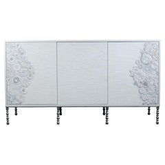 Modern White Blossom Buffet with Metal  Legs and White Lacquer by Ercole Home