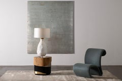 Modern White Ceramic Candeias Table Lamp Satin Handmade Portugal Greenapple