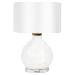 Modern White Ceramic Candeias Table Lamp Satin Handmade Portugal by Greenapple
