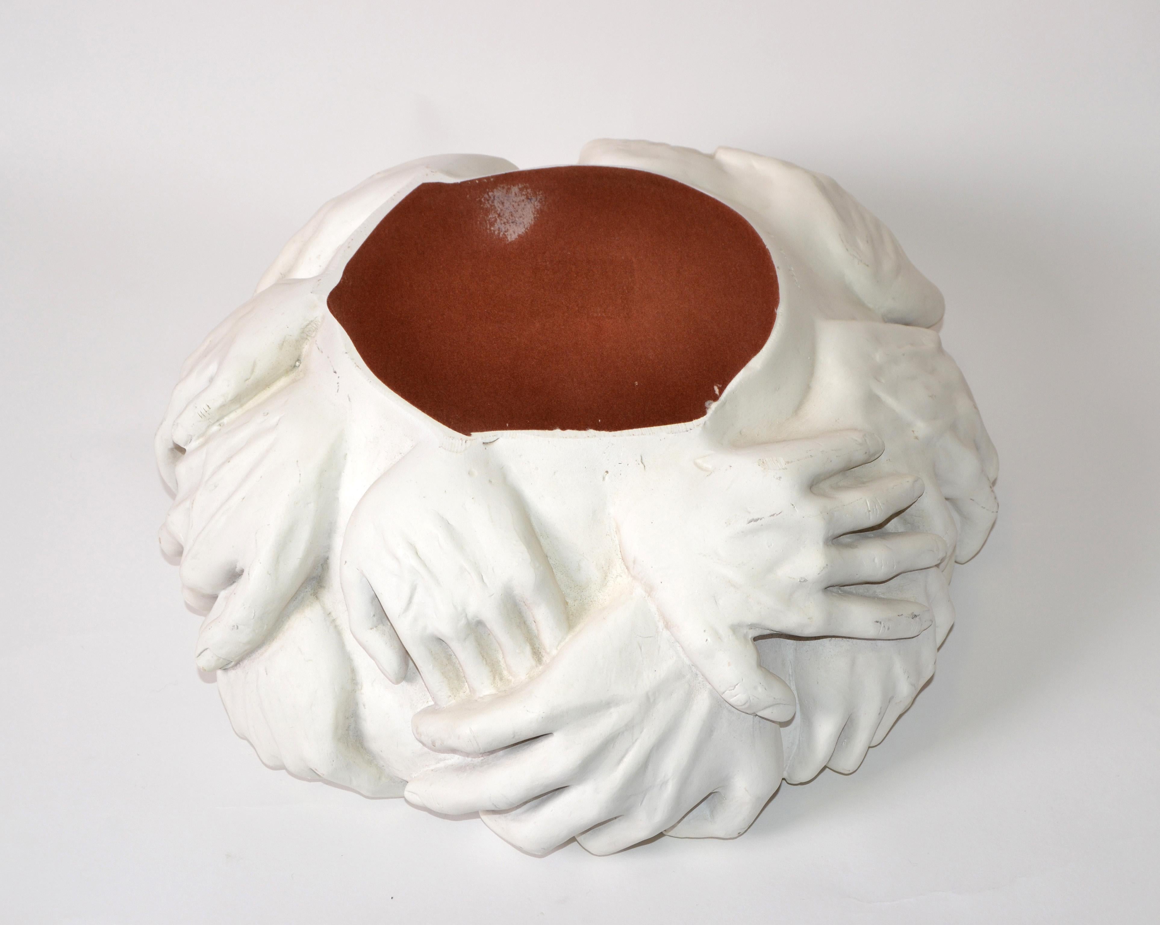 Modern White Ceramic Sculptural Centerpiece Bowl Styled After Artist Fornasetti 4