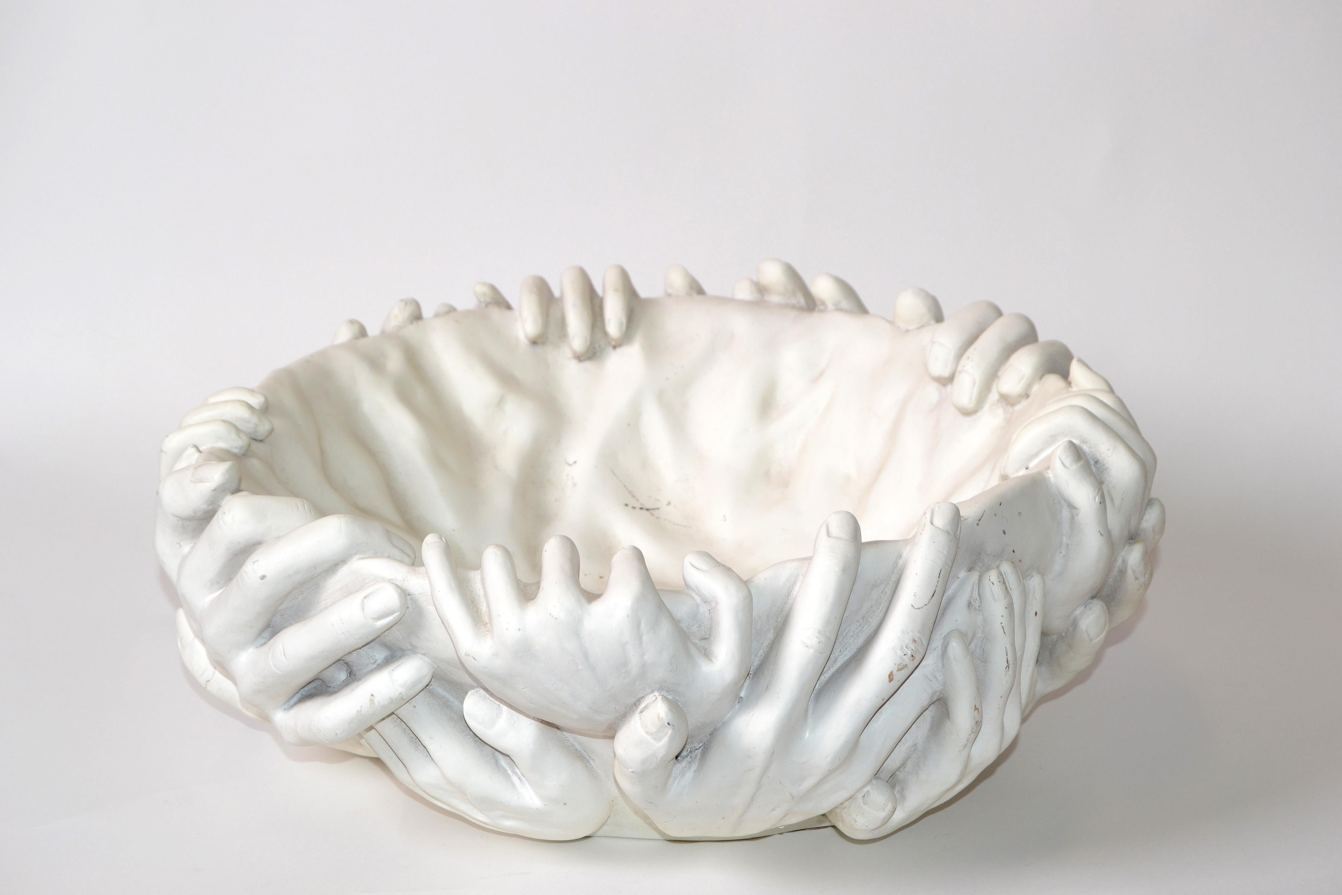 Modern White Ceramic Sculptural Centerpiece Bowl Styled After Artist Fornasetti 7