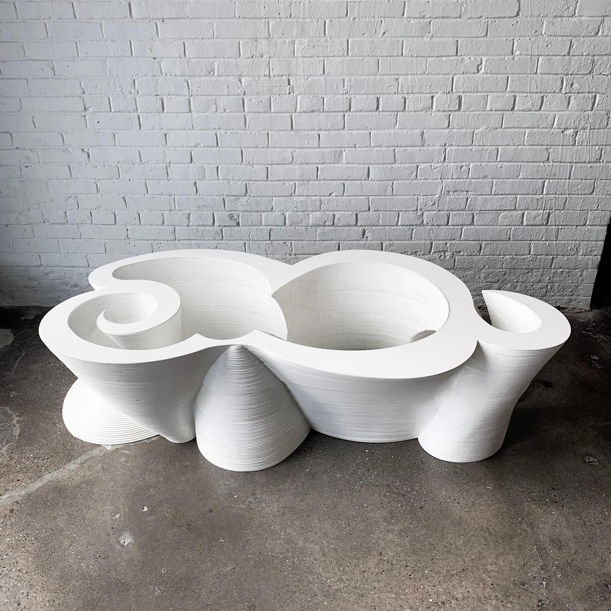Modern White Coffee Table, Organic Modern Furniture, Custom Design Sculpture  For Sale 3