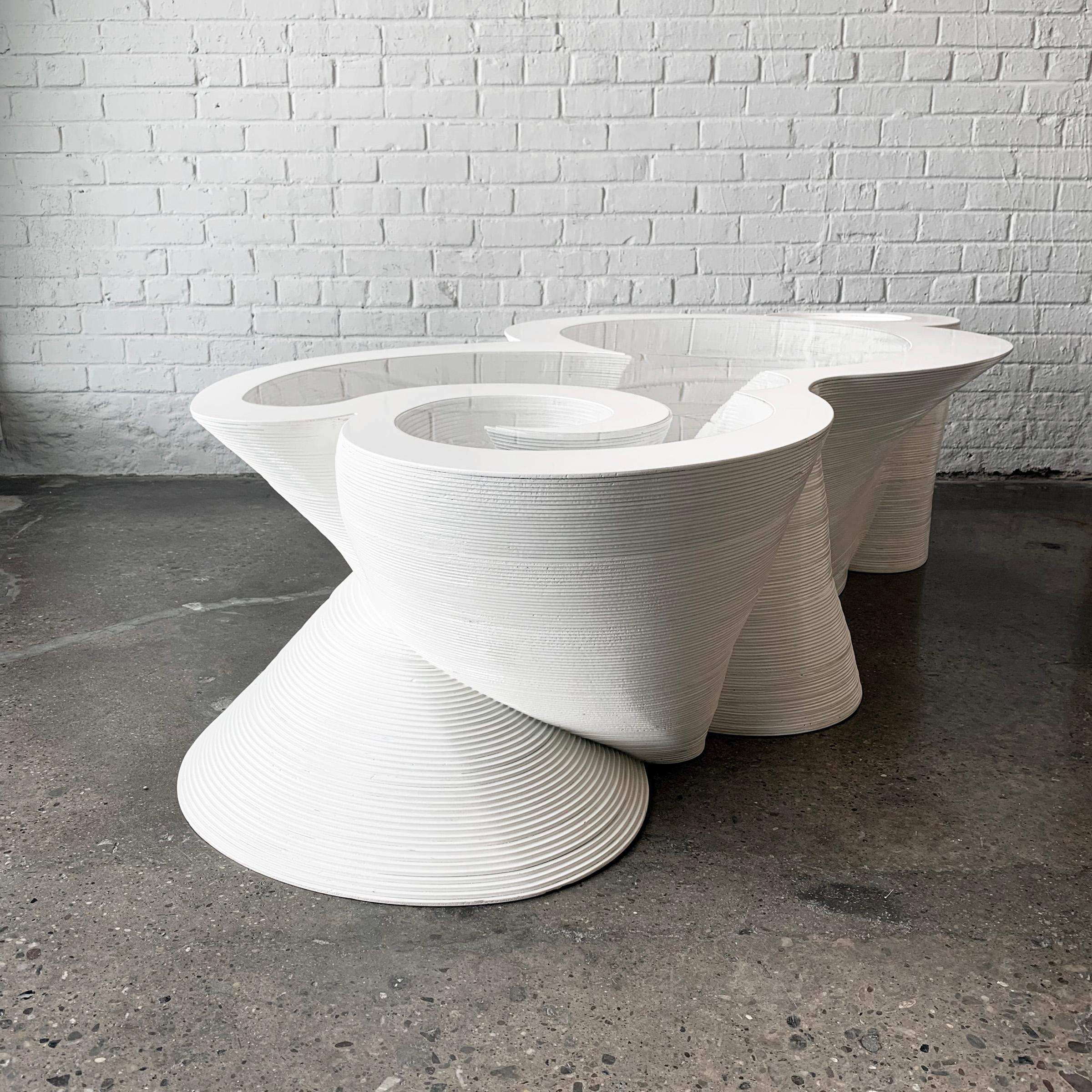 American Modern White Coffee Table, Organic Modern Furniture, Custom Design Sculpture  For Sale