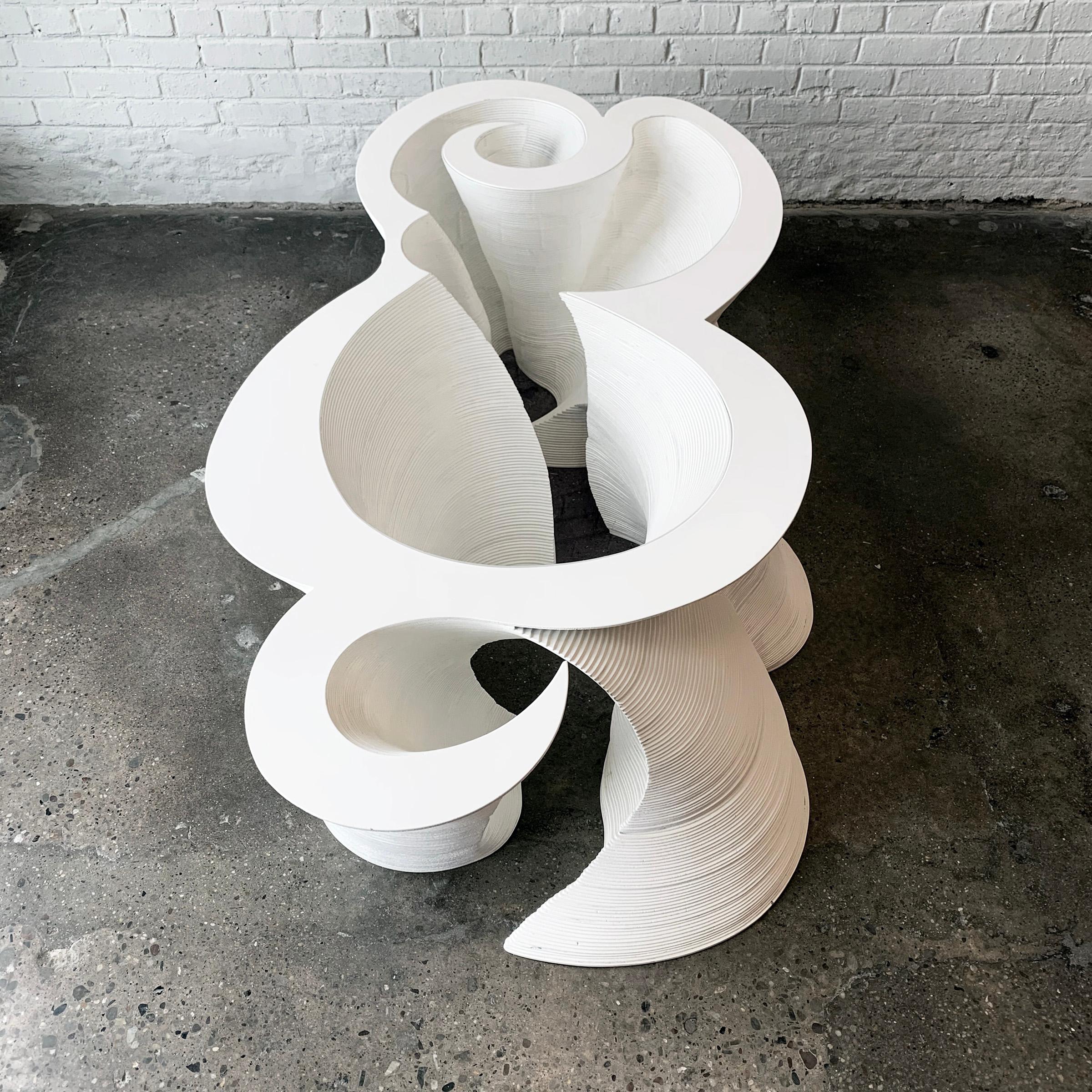 Contemporary Modern White Coffee Table, Organic Modern Furniture, Custom Design Sculpture  For Sale