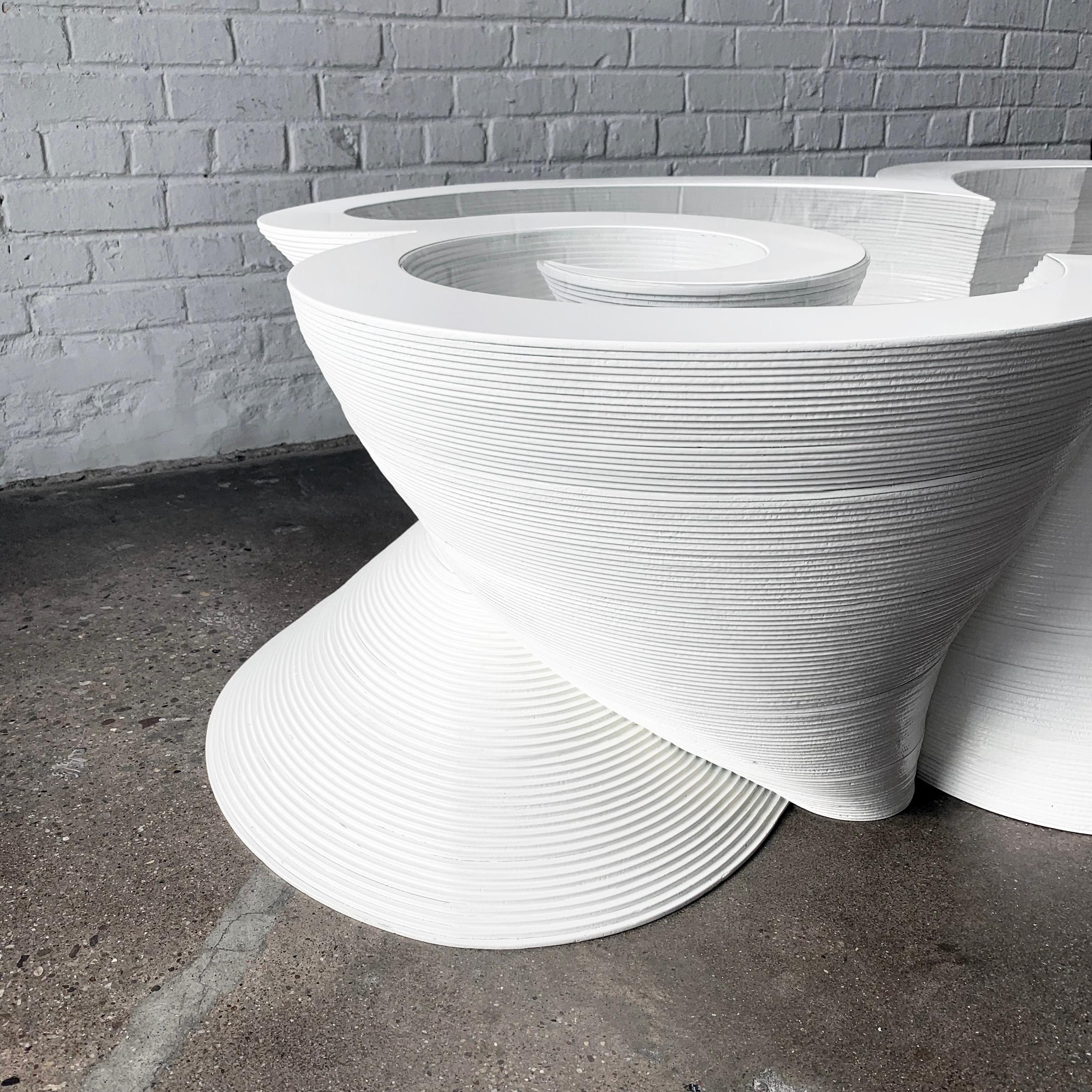 Acrylic Modern White Coffee Table, Organic Modern Furniture, Custom Design Sculpture  For Sale