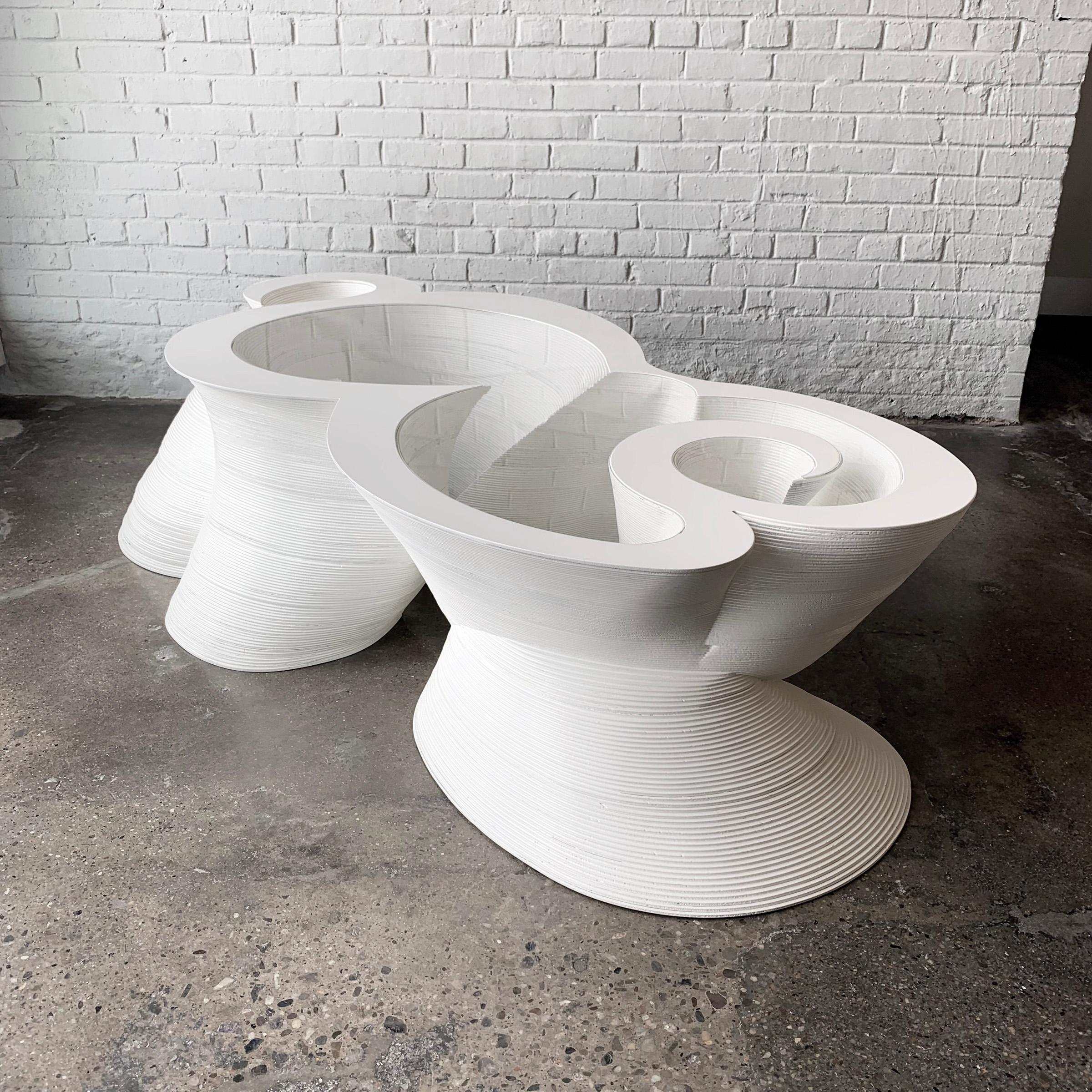 Modern White Coffee Table, Organic Modern Furniture, Custom Design Sculpture  For Sale 2